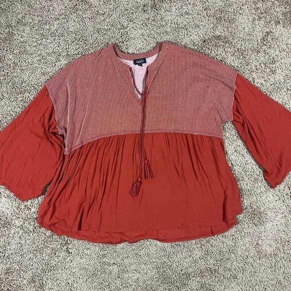 GiGiO USA Tunic Blouse Boho Bohemian Peasant Shirt Oversized Size M Bell Sleeve - Picture 7 of 7